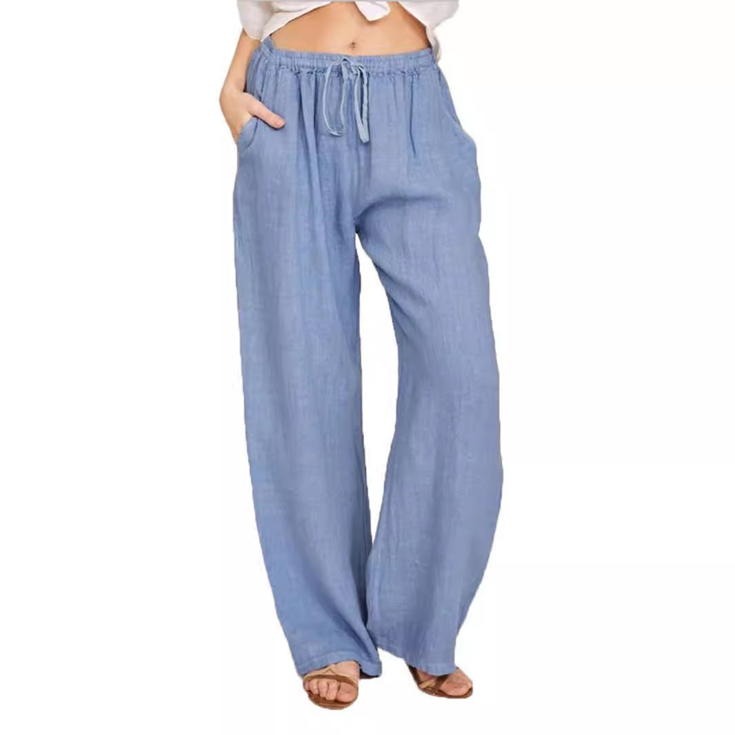 Damen Leinenhose mit weitem Bein und praktischen Seitentaschen Drune