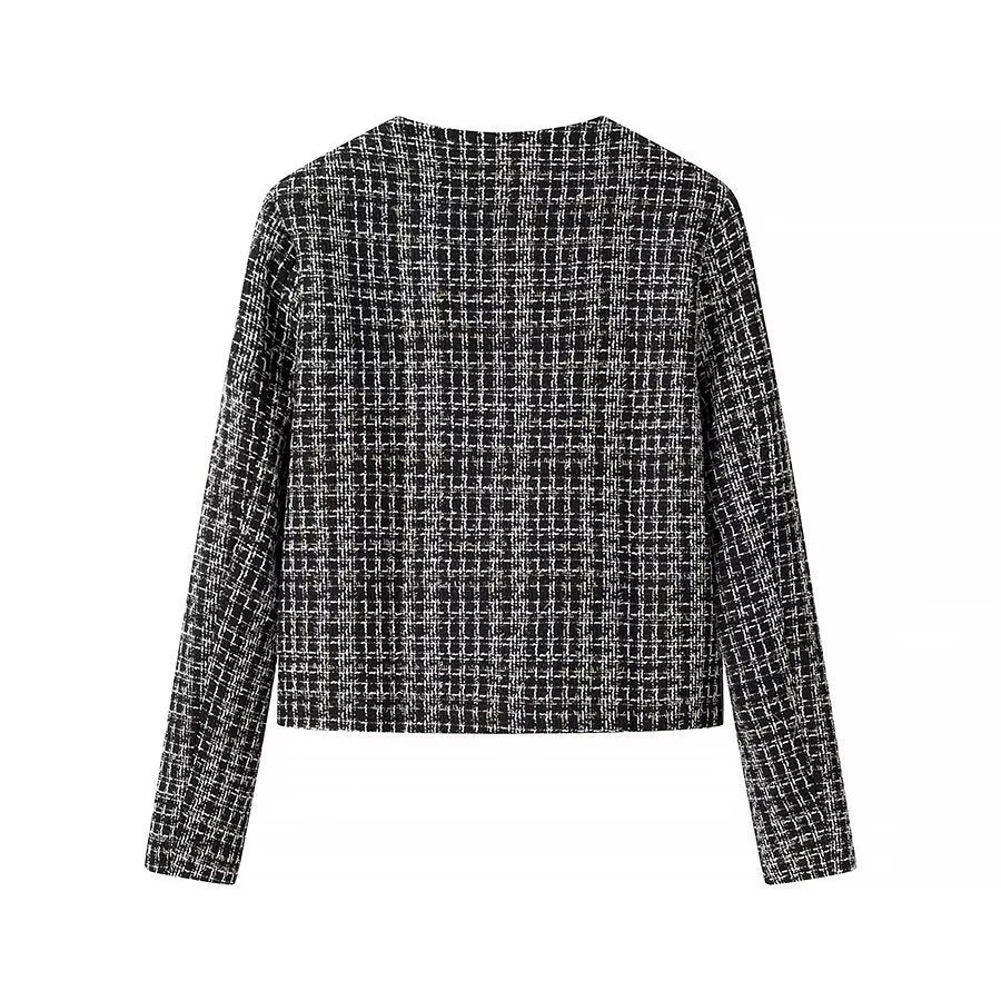Damen Modische Bouclé-Jacke mit Knöpfen Drune