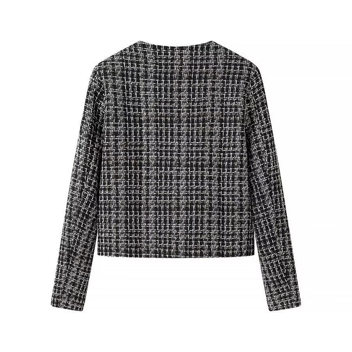 Damen Modische Bouclé-Jacke mit Knöpfen Drune