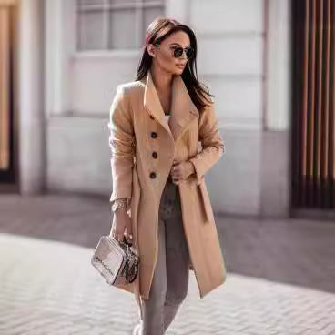 Damen Eleganter Trenchcoat aus hochwertigem Material mit taillierbarem Gürtel und stilvollem Schnitt Drune