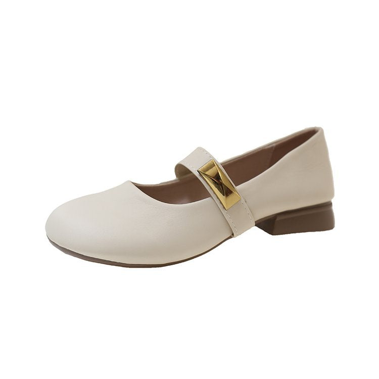 Damen Ballerinas mit dekorativem Riemchen und goldener Applikation Drune