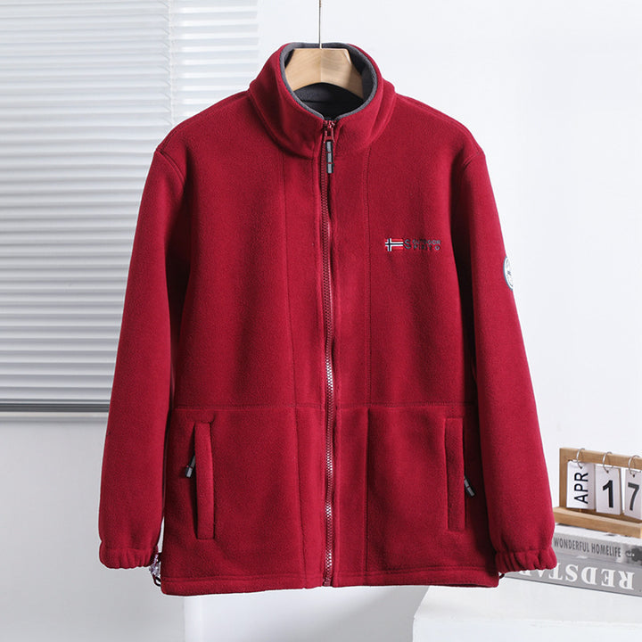 Herren nan Fleecejacke mit Stehkragen, durchgehendem Reißverschluss, zwei Eingrifftaschen und elastischen Bündchen Drune