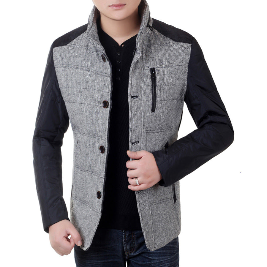 Herren Wattierte Kurzjacke mit Teddykragen und Wappenapplikation Drune