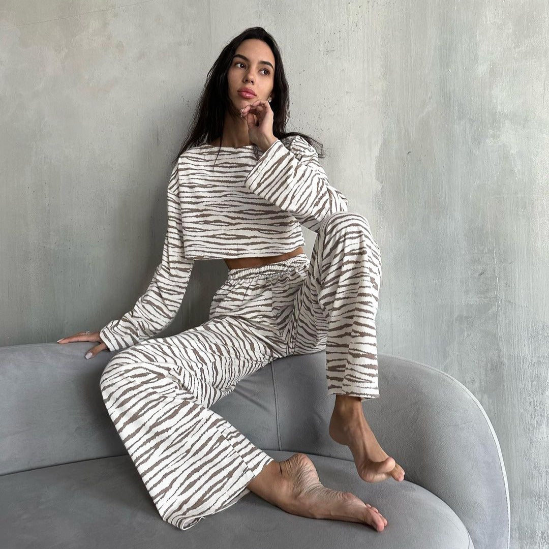 Damen cropped Sweatshirt und lässige Hose Set Drune