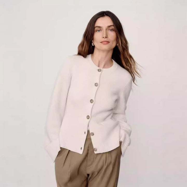 Damen elegante Strickjacke mit Knopfdetails und praktischen Taschen Drune