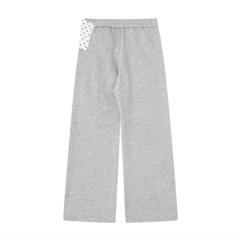 Damen Culotte-Jogginghose mit weitem Bein und dekorativer Tupfen-Schleife Drune