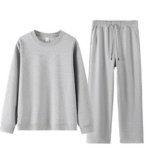 Unisex Weites Lounge-Set aus weichem Baumwollmix mit Rundhals-Sweatshirt und Kordel-Jogginghose Drune