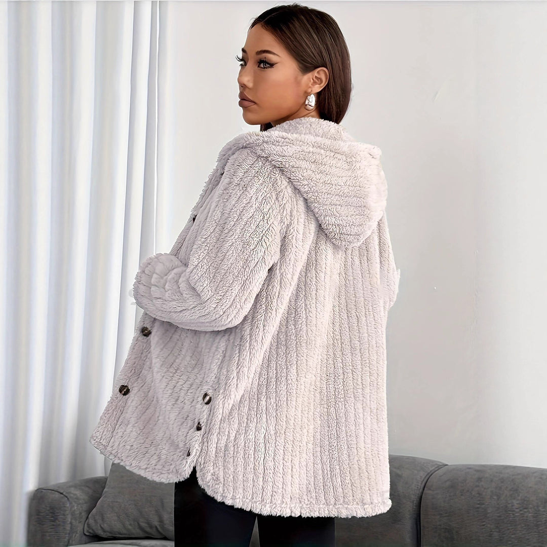 Damen Fleecejacke mit Kapuze und knöpfbarem Design Drune