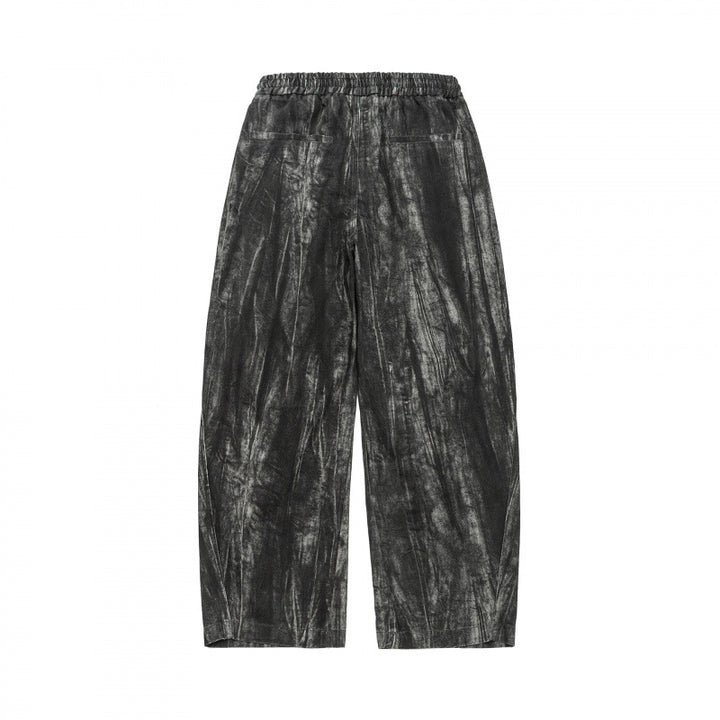 Unisex Weite Cropped-Hose mit asymmetrischen Lageinsätzen, elastischem Bund und beschichteter Struktur Drune