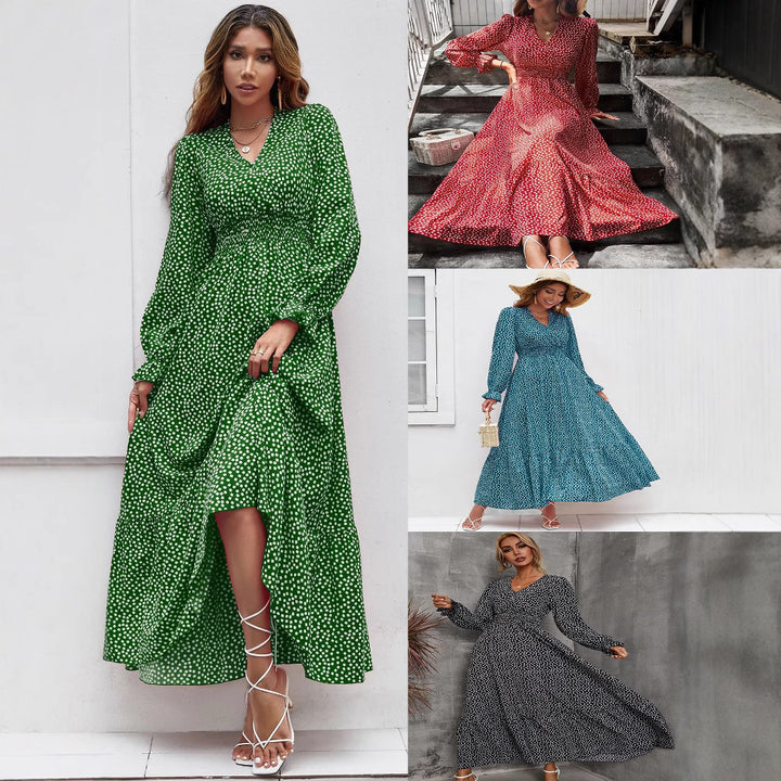 Damen Midikleid mit floralem Volant und elastischem Taillengürtel Drune