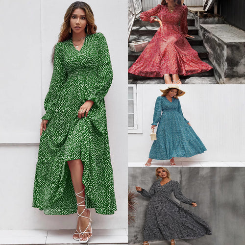 Damen Midikleid mit floralem Volant und elastischem Taillengürtel Drune