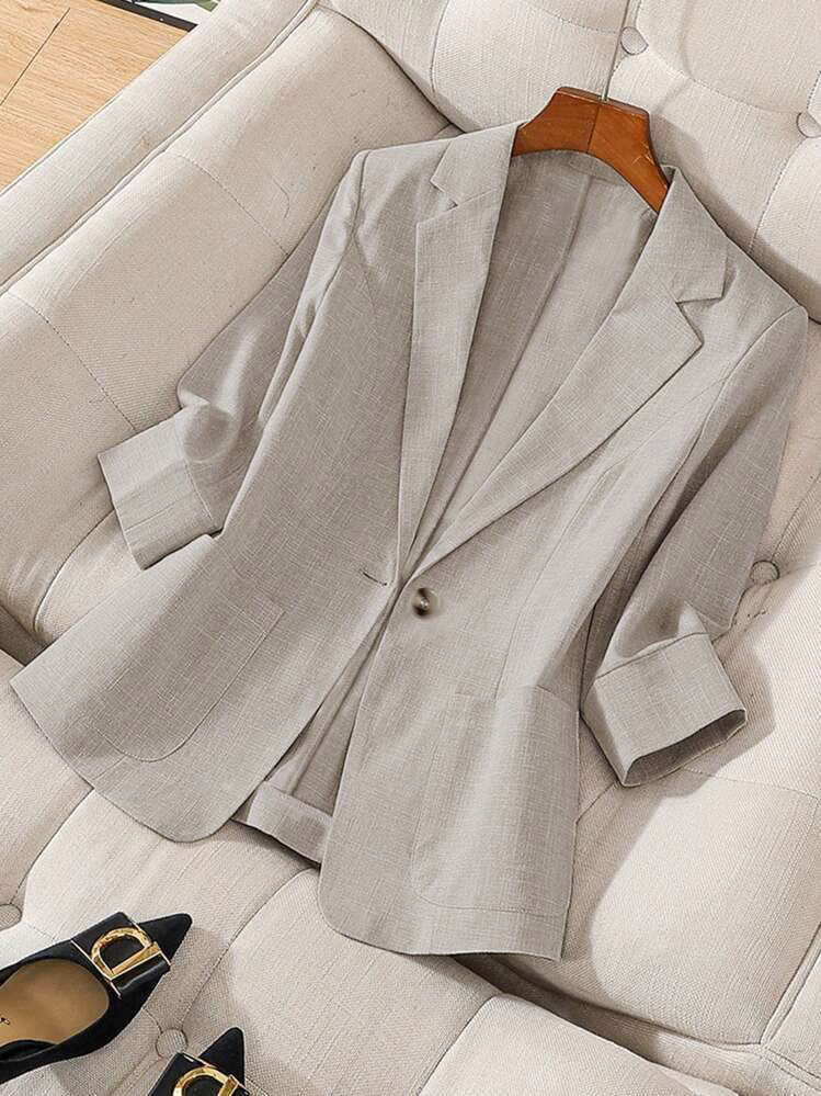 Damen elegante Leinenblazerjacke mit lässigem Schnitt Drune