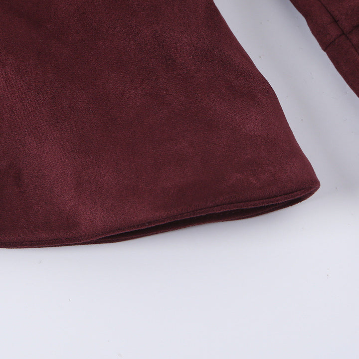 Damen Taillierte Paradejacke aus Veloursimitat mit hoher Knopfsteg‑Blende und Schulterpatten Drune
