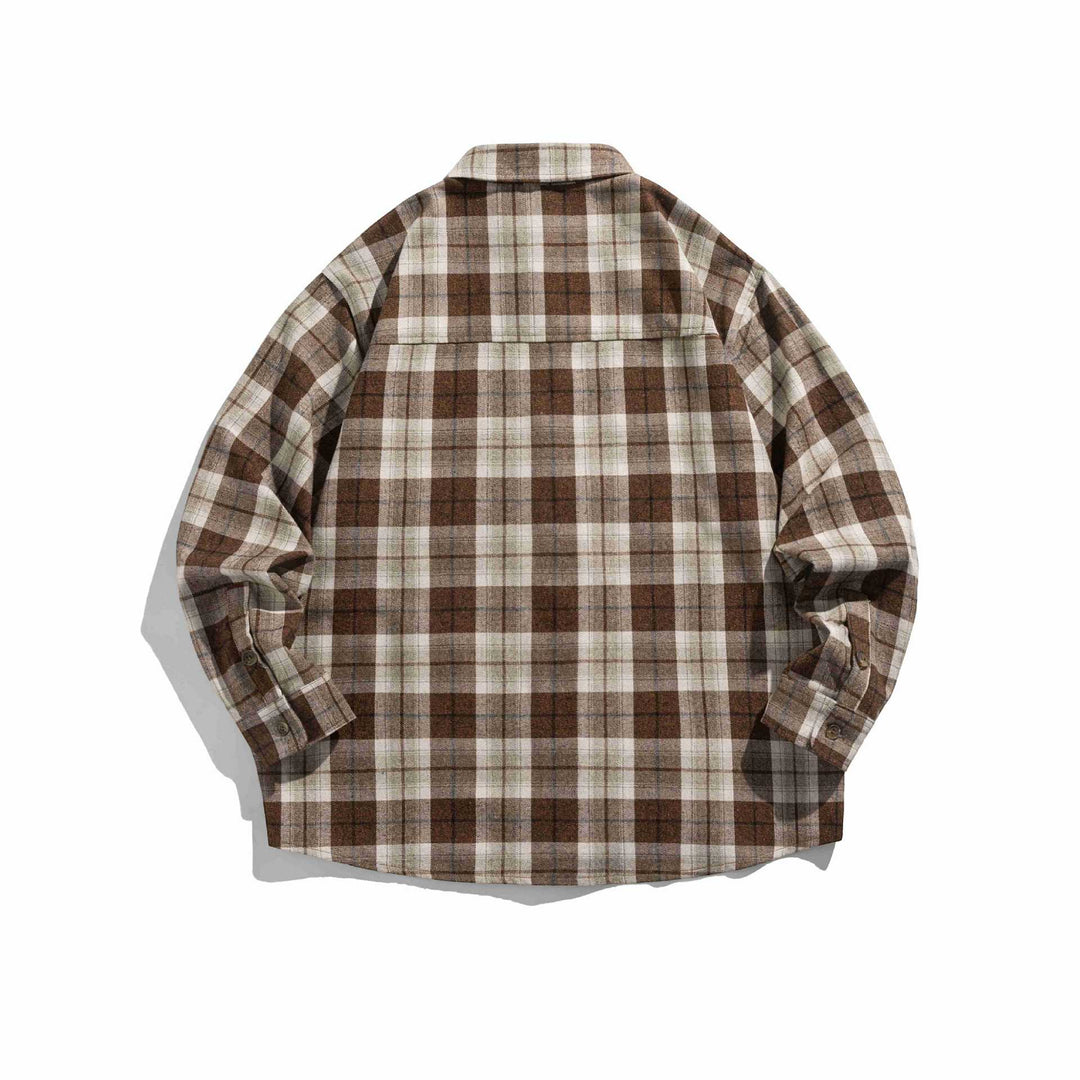 Herren Karo‑Flanell Overshirt im Boxy‑Cut mit Pattentasche Drune
