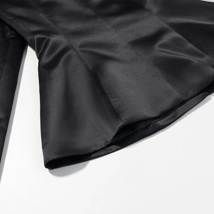 Damen nan taillierte Satinjacke mit Stehkragen und dekorativen Knotenverschlüssen Drune