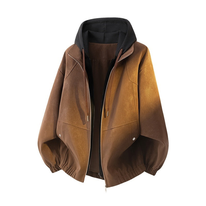 Damen Oversize Kapuzenjacke mit zweilagiger Kontrastkapuze und elastischem Saum Drune