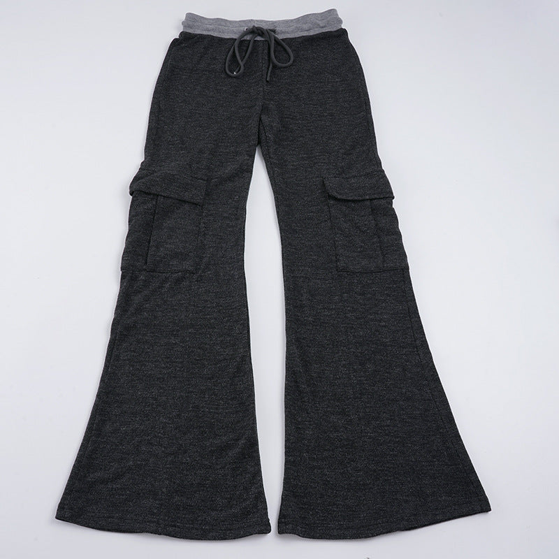 Damen Ausgestellte Cargo-Loungehose mit hohem Bund und Kordelzug Drune