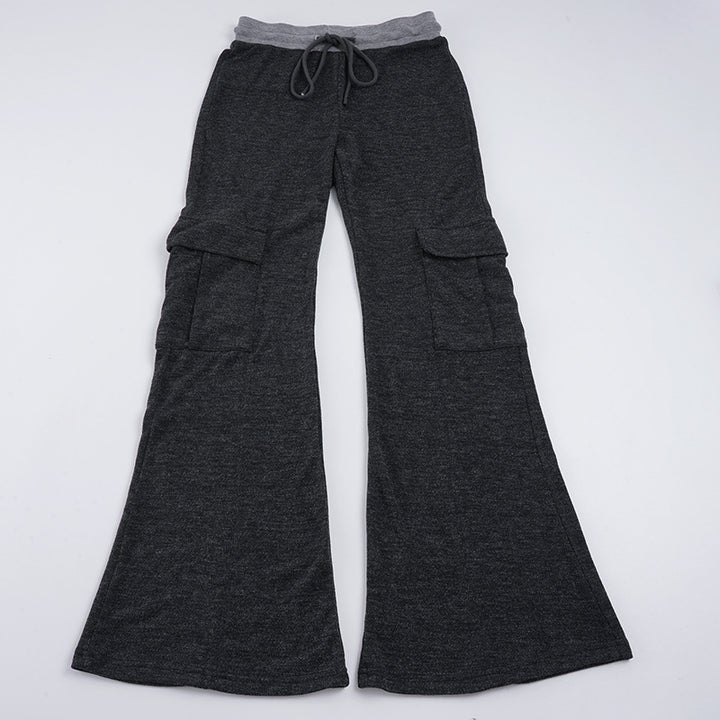 Damen Ausgestellte Cargo-Loungehose mit hohem Bund und Kordelzug Drune