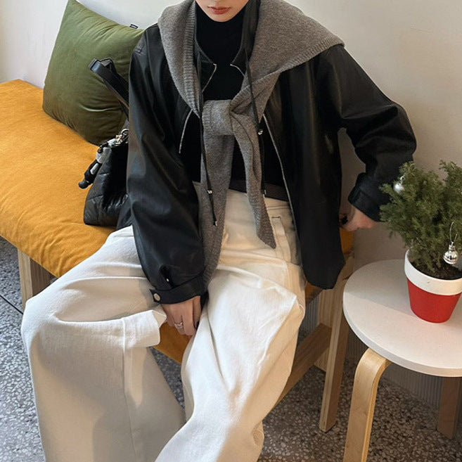 Damen Modische Blousonjacke mit hohem Kragen Drune