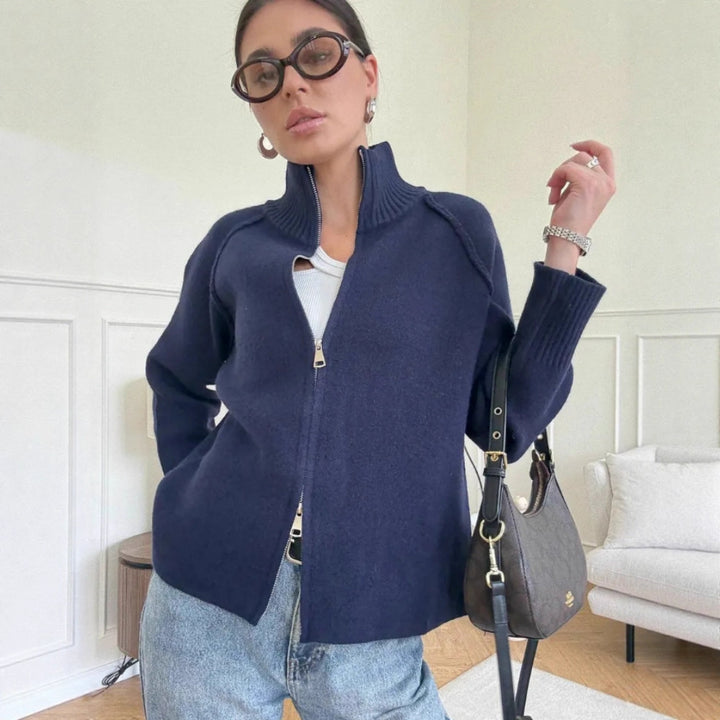 Damen Modische Strickjacke mit Reißverschluss Drune