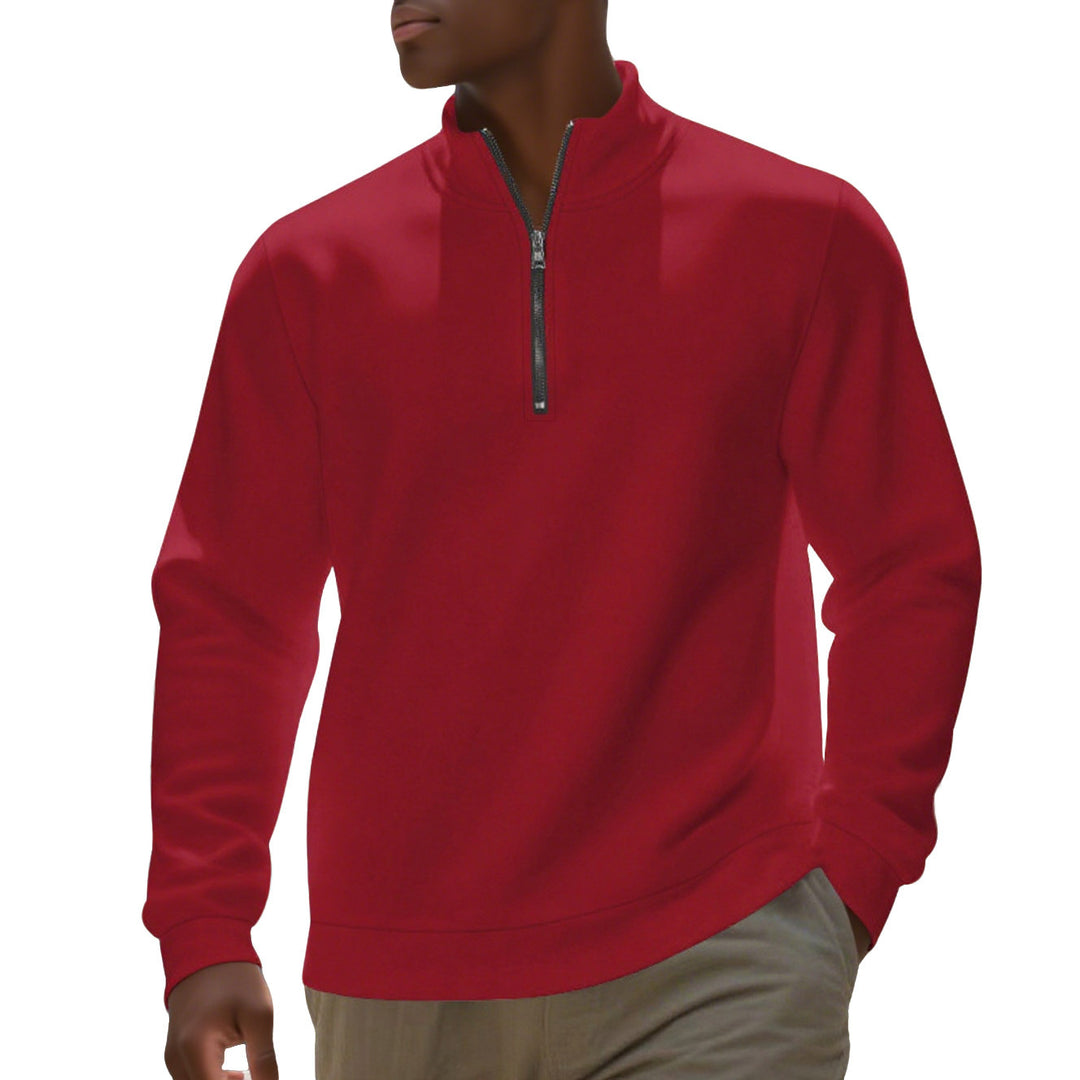 Herren nan Halbzip-Sweatshirt aus Baumwollmix mit Stehkragen, weichem Innenfutter und Rippbündchen Drune