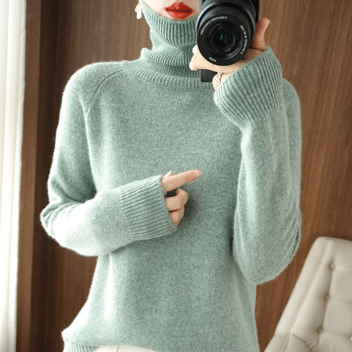Damen Rollkragenpullover aus weichem Wollmix mit verlängerten Bündchen Drune