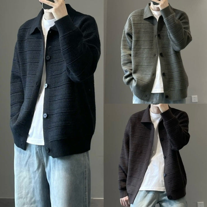 Herren Modische Strickjacke mit strukturiertem Design Drune