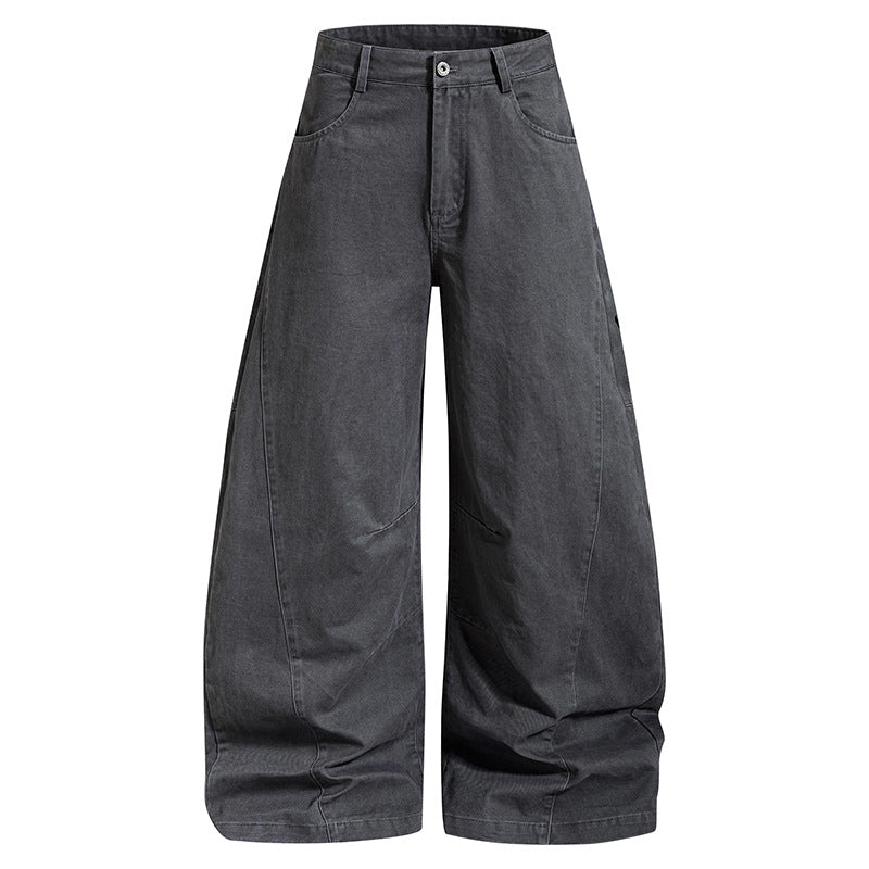 Damen weite High‑Waist Culotte-Jeans mit Baggy-Silhouette und Cargo-Details Drune