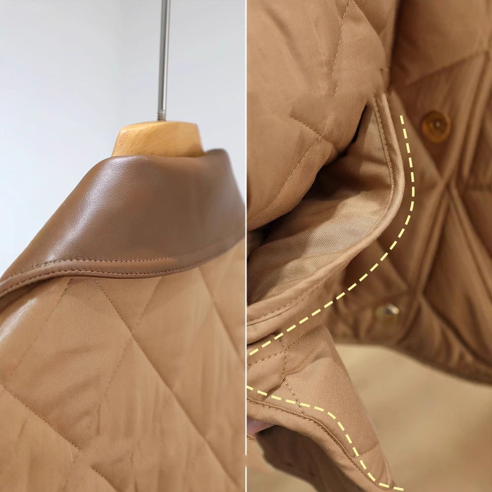 Damen Steppjacke mit hochwertigem Lederkragen Drune