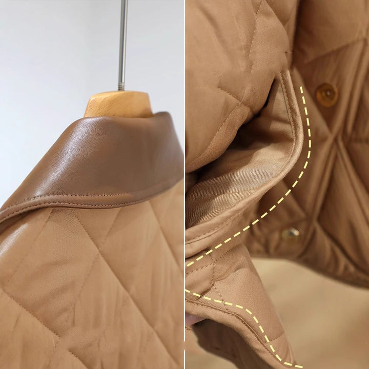 Damen Steppjacke mit hochwertigem Lederkragen Drune