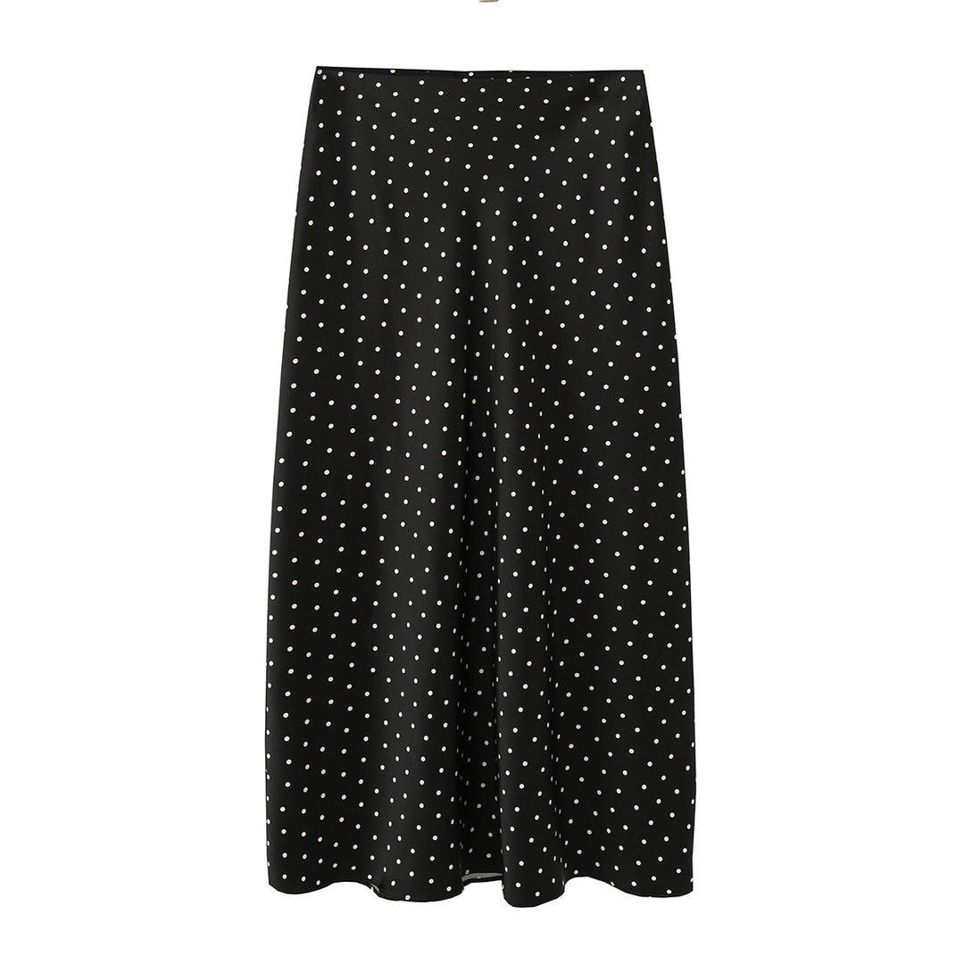 Damen Midirock aus fließender Satinqualität in A‑Linie mit Leo‑Print Drune