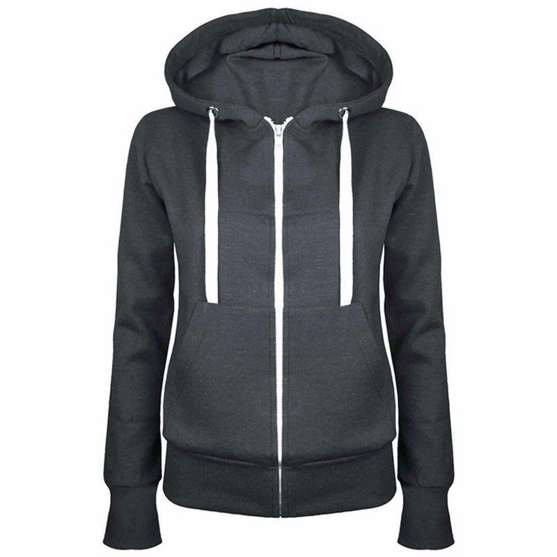 Damen Sportliche Kapuzenjacke mit praktischen Taschen und Reißverschluss Drune