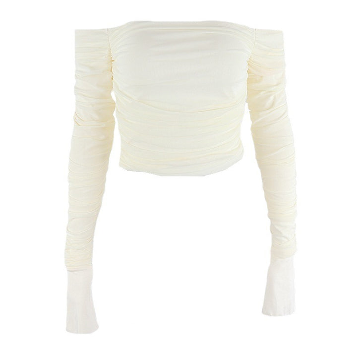 Damen Off-Shoulder Langarmoberteil mit Rüschen Drune