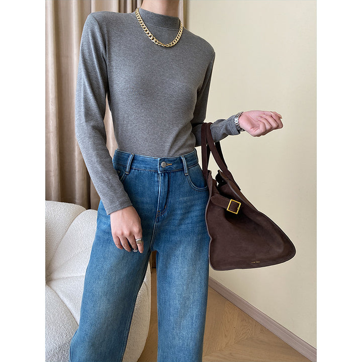 Damen Langarmshirt mit hohem Kragen Drune