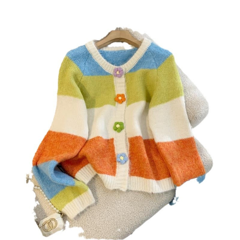 Damen Strickjacke mit farbenfrohen Knopfdetails und lässigem Schnitt Drune