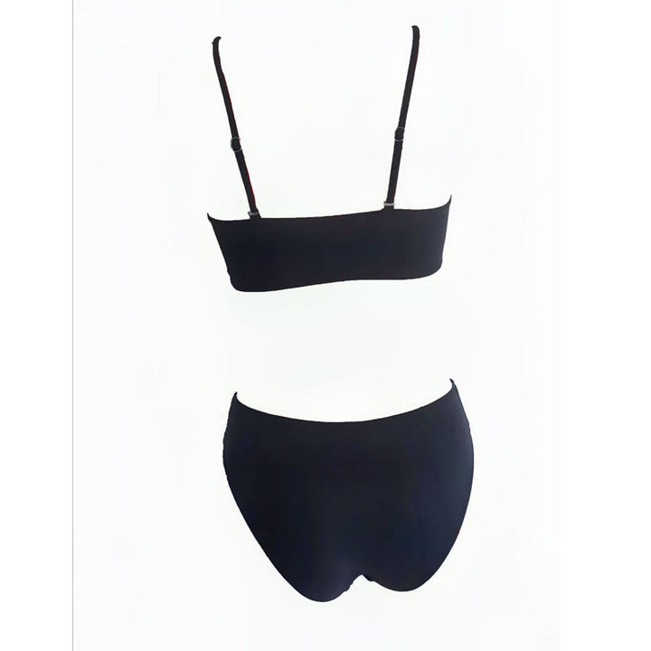 Damen Bandeau-Bikini mit dekorativer Blütenapplikation und elegantem Schnitt Drune