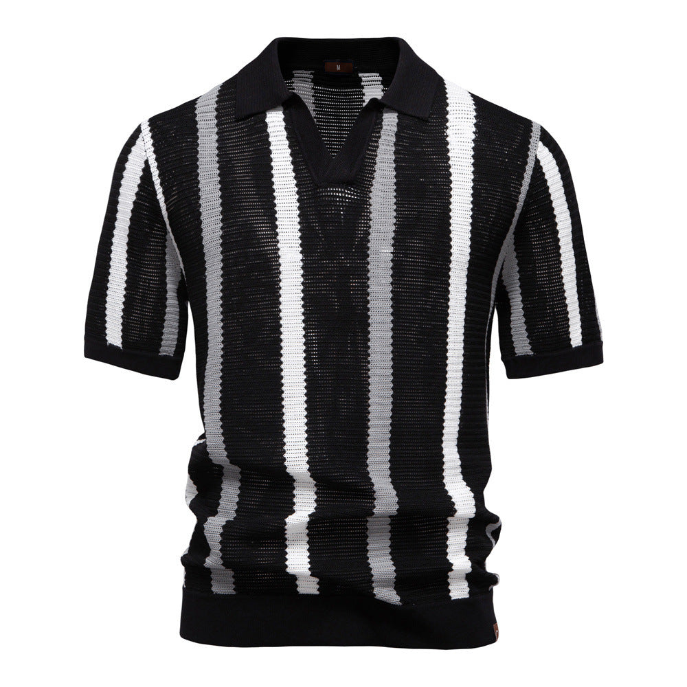 Herren nan kurzärmeliges Strickpolo mit Reverskragen und strukturierter Maschenware Drune