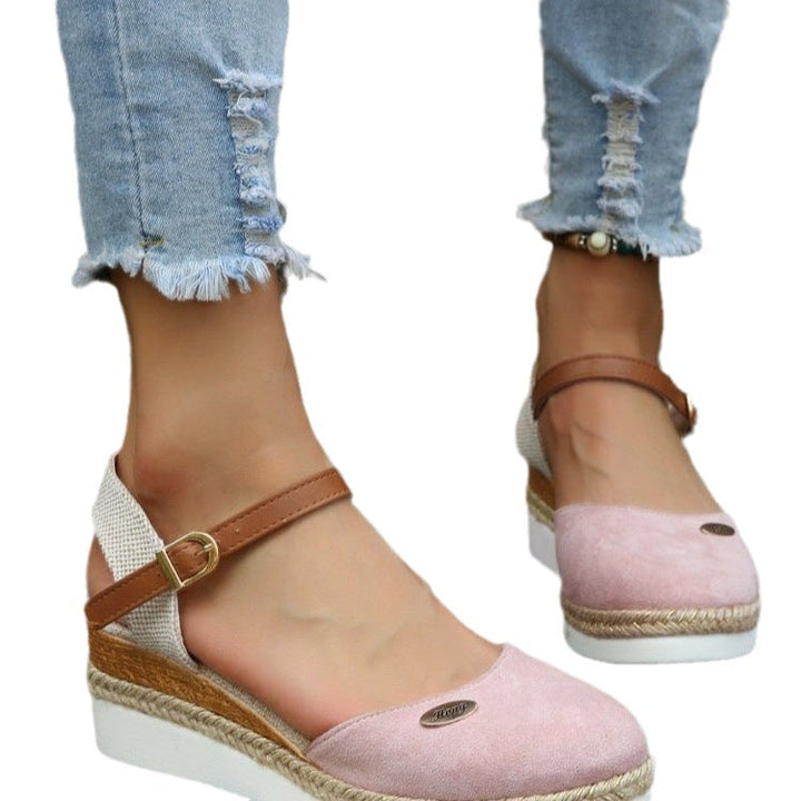 Damen Wedge-Sandalen mit geflochtenem Riemendesign und komfortablem Fußbett Drune