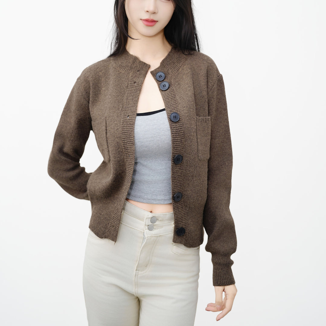 Damen Strickjacke mit Knopfleiste und praktischer Brusttasche Drune