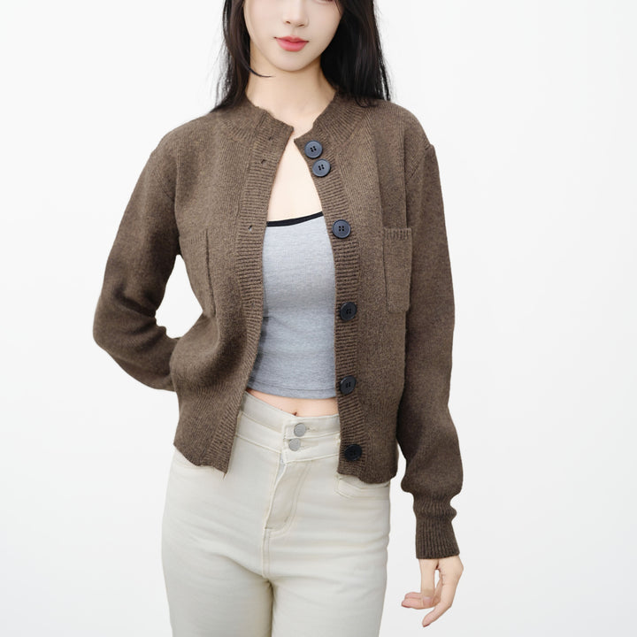 Damen Strickjacke mit Knopfleiste und praktischer Brusttasche Drune