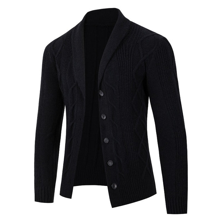 Herren modische Strickjacke mit Kabelmuster und Knopfleiste Drune