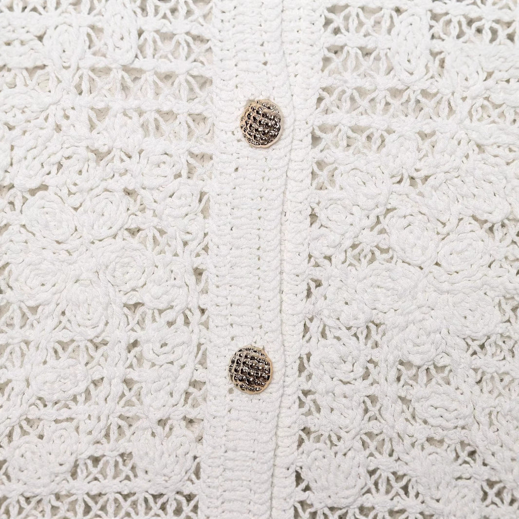Damen Strickjacke mit feiner Häkelstruktur und praktischen Taschen Drune