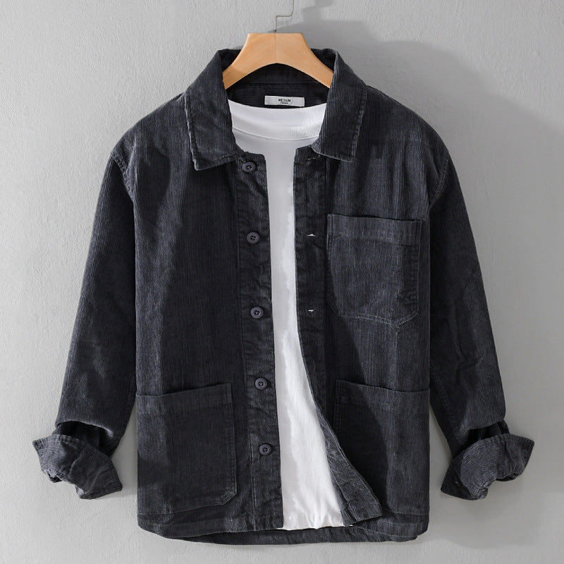 Herren Cord-Überhemdjacke mit aufgesetzten Taschen und legerem Schnitt Drune