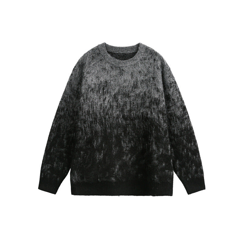 Unisex Oversize Grobstrickpullover mit sanftem Farbverlauf und Rundhalsausschnitt Drune