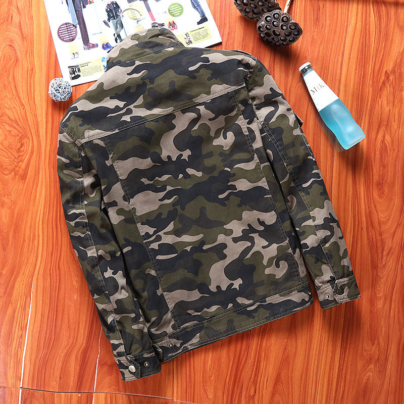 Herren Camouflage-Fieldjacke im Utility‑Look mit Mehrfach‑Taschen und Schulterepauletten Drune