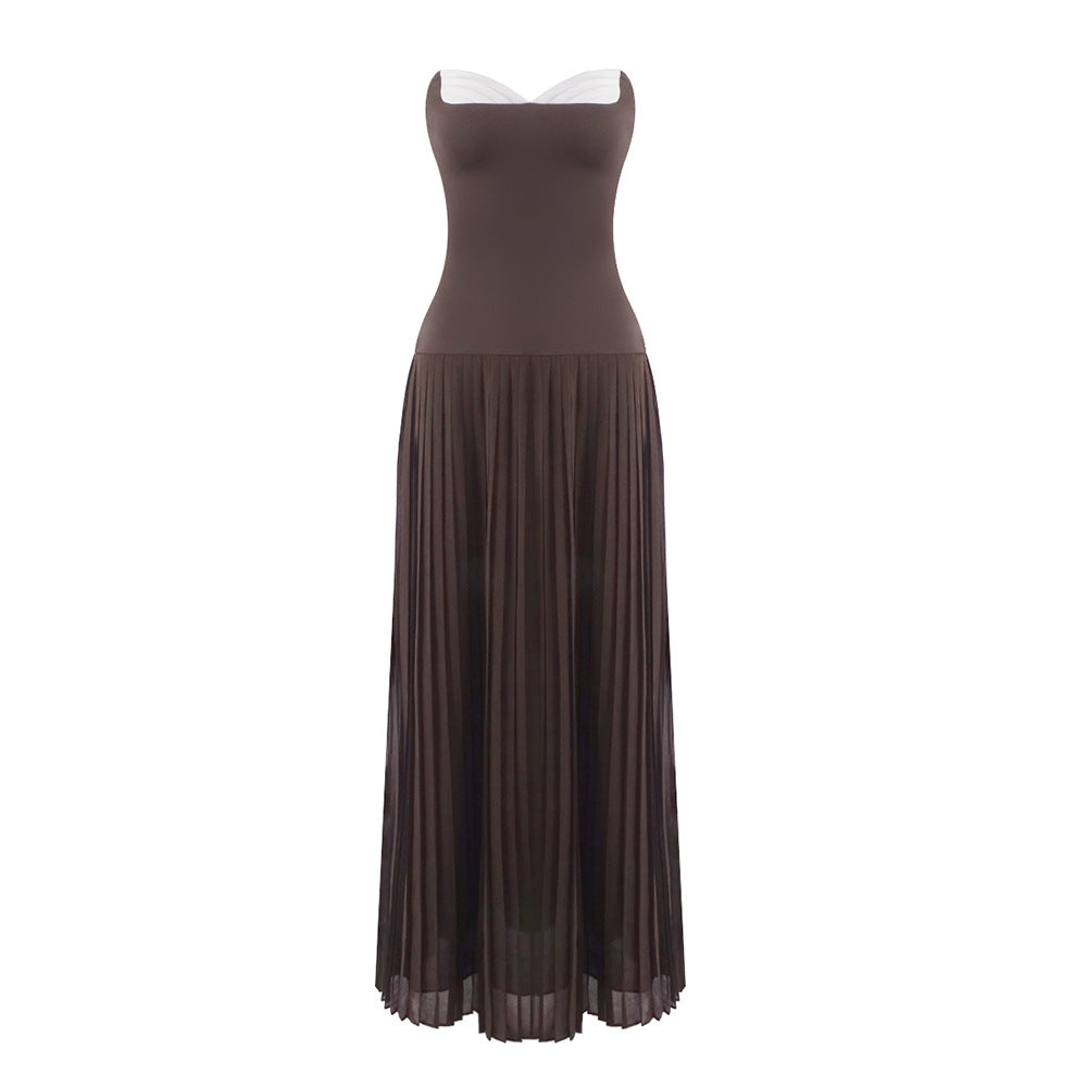 Damen Elegantes Maxikleid mit tailliertem Oberteil und fließendem Rock Drune