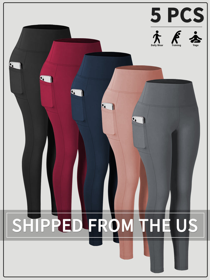 Damen Knöchelhohe Sportleggings mit hohem Bund und seitlicher Smartphone-Tasche Drune