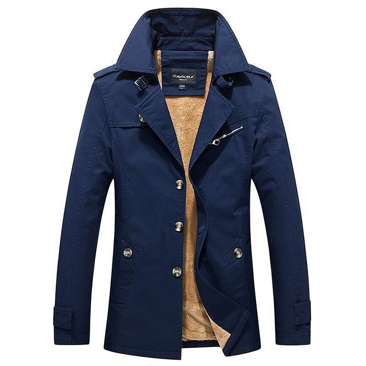 Herren Manteljacke im Trench-Peacoat-Mix mit Sherpa-Futter Drune