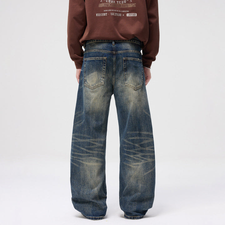 Damen High-Waist Ballon-Jeans mit Used-Waschung und weitem Statement-Bein Drune