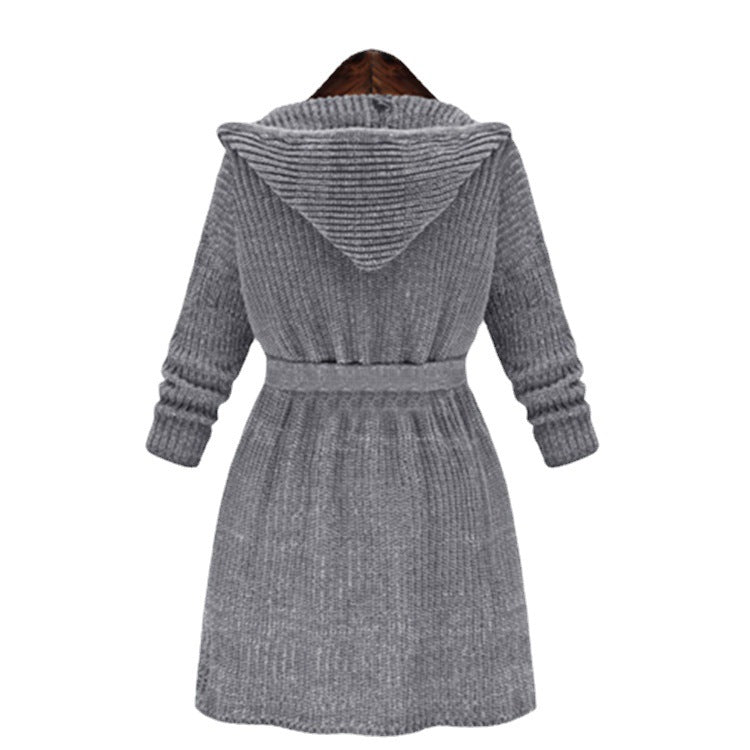 Damen Strickmantel mit Kapuze und praktischen Taschen Drune